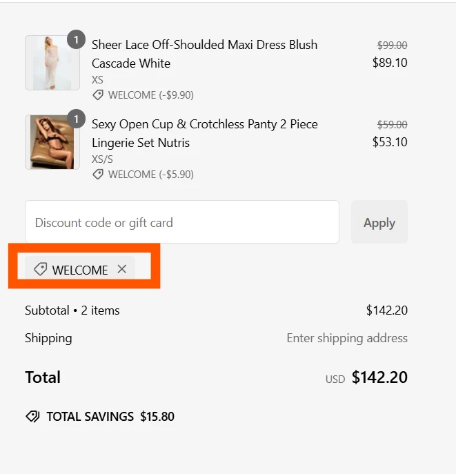 Lavinia Lingerie verified Coupon code WELCOME